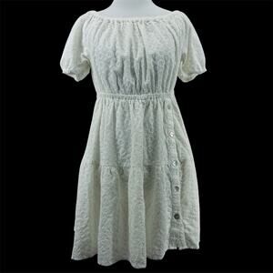 Shyanne Country Wear Size S Mini Babydoll Dress Cream Eyelet Western Puff Sleeve